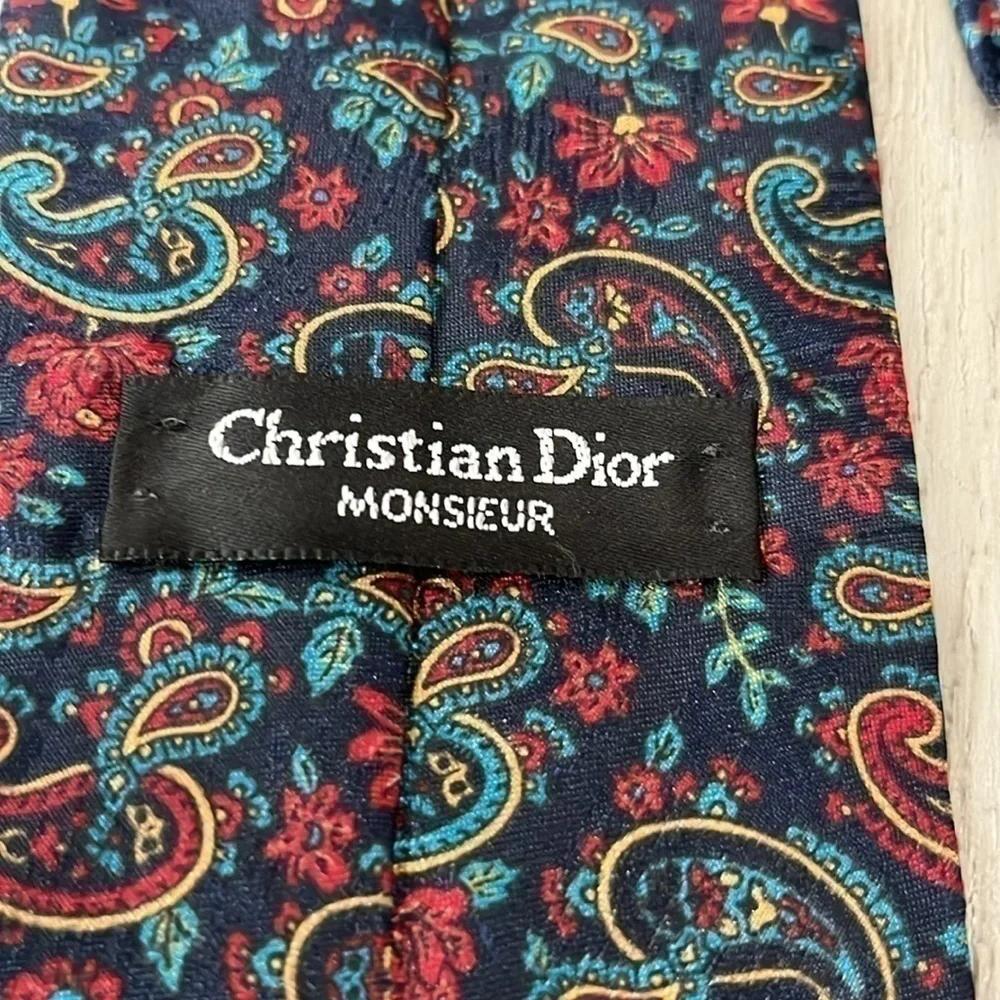 CHRISTIAN DIOR FOR AVON MONSIEUR MEN'S NECKTIE PAISLEY BLUE W4” L58”